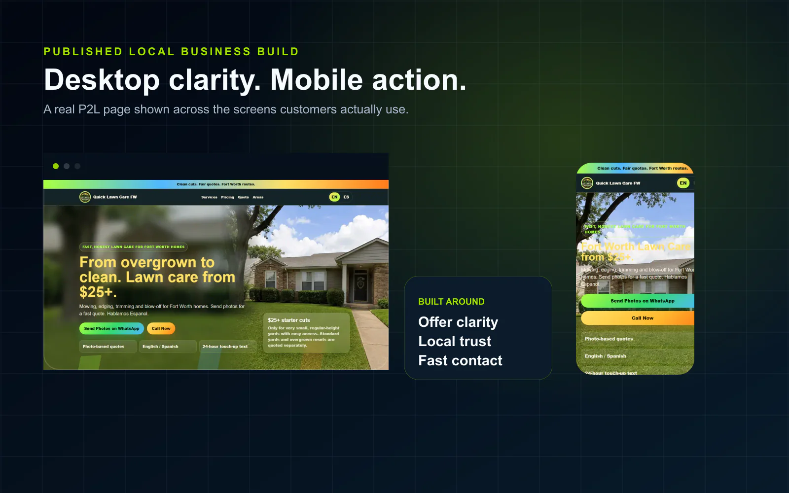 P2L Local Business Website visual preview.