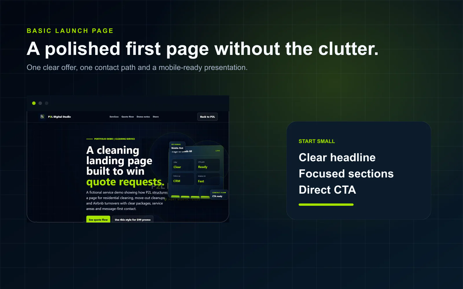 P2L $99 Starter Page premium mobile-ready preview