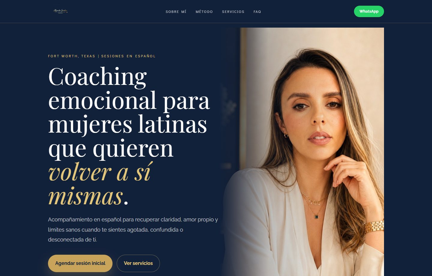 Screenshot of Alejandra Sanabria Coaching landing page