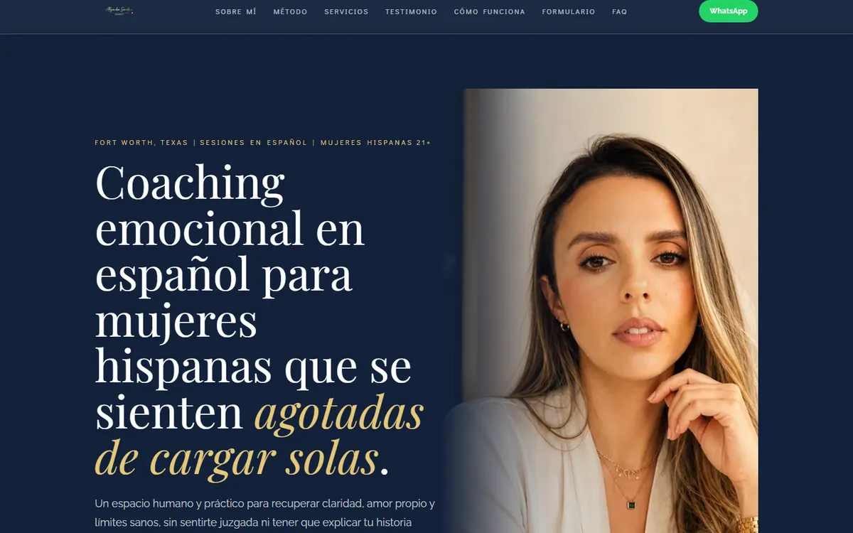 Landing page publicada de Alejandra Sanabria Coaching