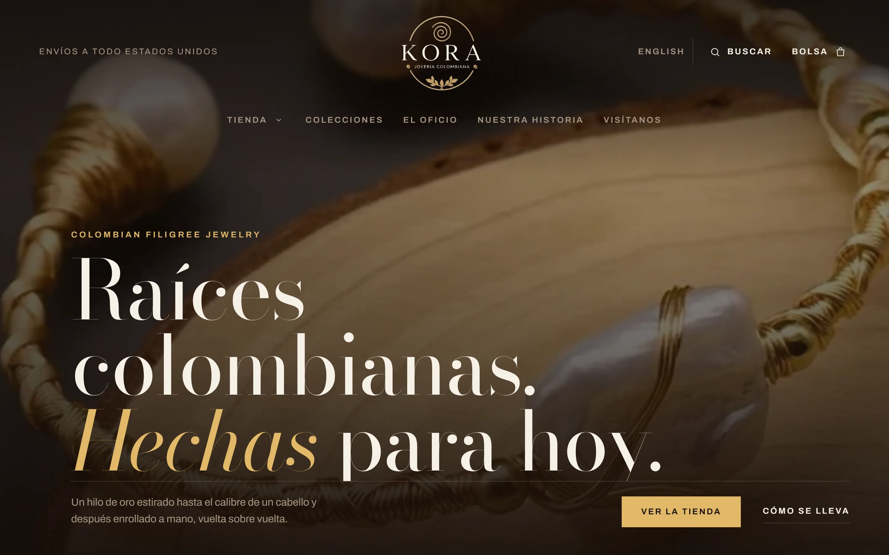 KORA filigree jewelry homepage