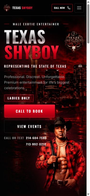 Texas Shyboy mobile homepage