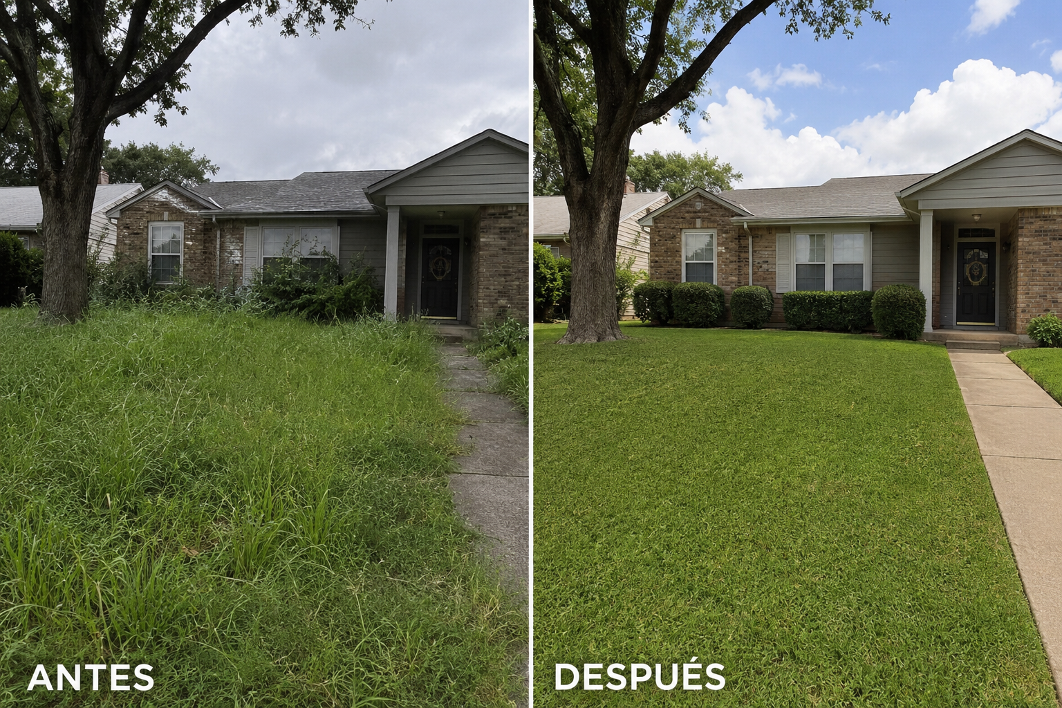 Quick Lawn Care FW before and after lawn cleanup example